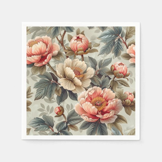 Vintage, elegante Blumen Serviette (Vorderseite)