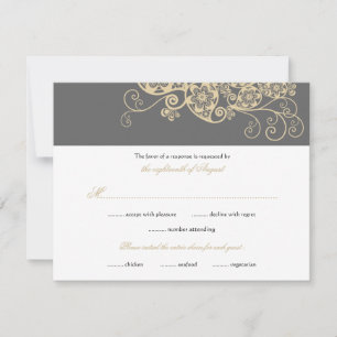 Vintage Elegante Boho Blumenmuster Hochzeit RSVP Karte