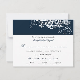 Vintage Elegante Boho Blumenmuster Hochzeit RSVP Karte