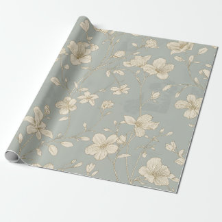 Vintage elegante botanische Linienkunst Geschenkpapier
