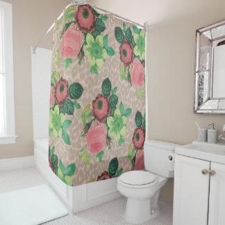 vintage elegante Cheetah-Blumen Duschvorhang