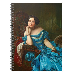 Vintage elegante Dame in blaugrünem Kleid Notizblock