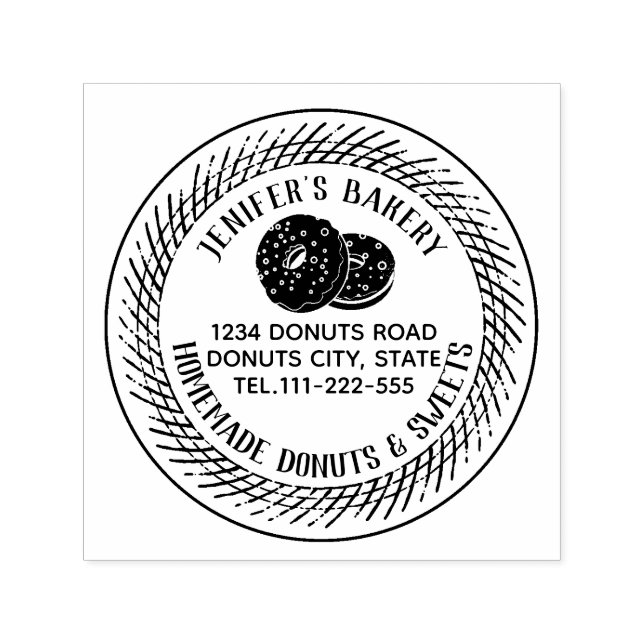 Vintage, elegante Donuts hausgemachte Bäckereien Permastempel (Design)