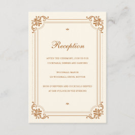 Vintage Elegante Empfang Kupfer Elfenbeinhochzeit Begleitkarte