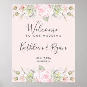 Vintage Elegante Florale Rosa Grau Jede Farbe Papi Poster