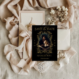 Vintage Elegante Gold Schwarze Blume Foto Hochzeit Save The Date