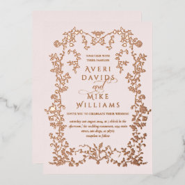 Vintage Elegante Goldene Blume Folieneinladung