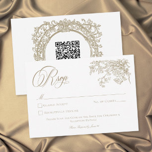 Vintage Elegante Goldener Wappen-Gartenhochzeit RSVP Karte