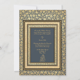 Vintage, elegante indische Mughal-Hochzeit Einladung