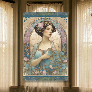Vintage Elegante Jugendstil Aquamarine Ephemera Seidenpapier
