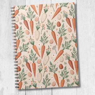 Vintage Elegante Karotten mit Blüten und winzigem Notizblock