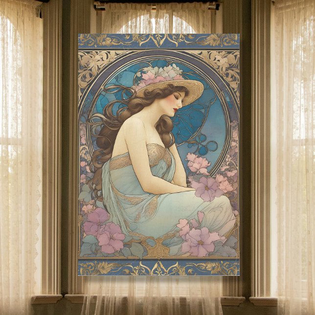 Vintage Elegante Lady Art Nouveau Blue Ephemera Seidenpapier (Von Creator hochgeladen)