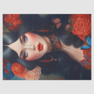 Vintage Elegante Lady in Red 1 Decoupage Seidenpapier