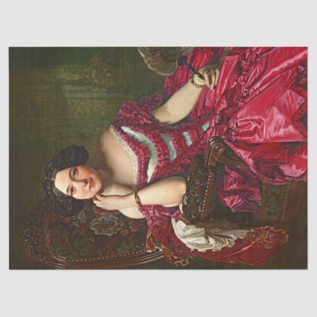 Vintage elegante Lady in Red Decoupage Tissue Seidenpapier (Vorderseite)