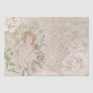 Vintage Elegante Lady Rose Script Map Seidenpapier