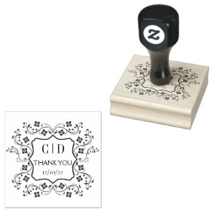 Vintage elegante Monogram Couple Danke Hochzeit Gummistempel