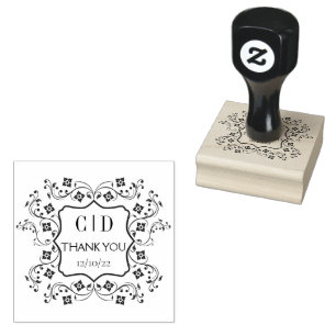 Vintage elegante Monogram Couple Danke Hochzeit Gummistempel