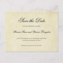 Vintage Elegante Nicht-Foto-Hochzeit speichern Sie Ankündigungspostkarte