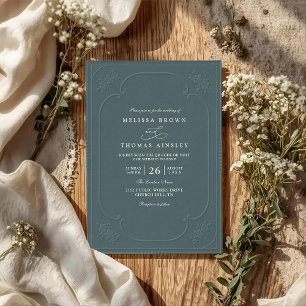 Vintage elegante ornamentale Prägung QR-Code Hochz Einladung