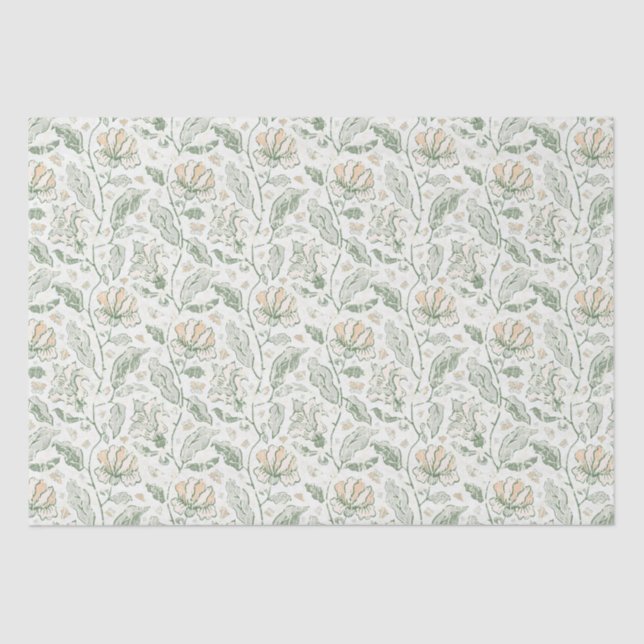 Vintage elegante Pastel-Blume Blumenmuster Seidenpapier (Vorderseite)