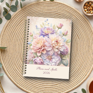 Vintage Elegante Pastel-Wildblumen Planer