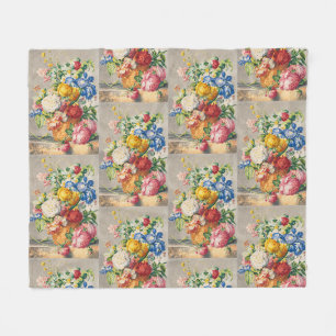 Vintage Elegante Pastell Blumen Botanische Wandkun Fleecedecke