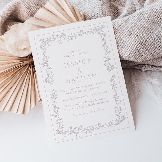 Vintage elegante, rosa Blumenzarge Einladung (Von Creator hochgeladen)