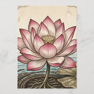 Vintage Elegante Rosa Lotus Blumen-Veranstaltungsp Programm