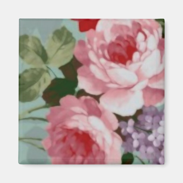 Vintage elegante rosa Rote Rosen Magnet (Vorne)