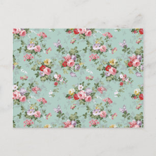 Vintage elegante rosa rote Rosen Muster Postkarte