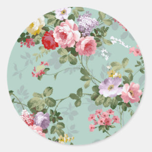 Vintage Elegante Rosa-Rote Rosen Muster Runder Aufkleber