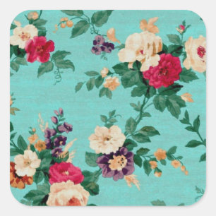 Vintage Elegante Rosa-Rote Rosen Tapete Quadratischer Aufkleber