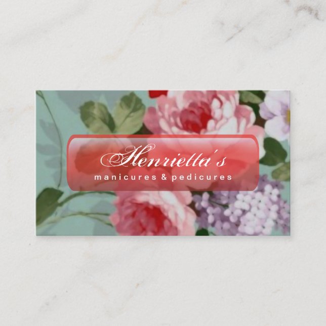 Vintage elegante rosa Rote Rosen Visitenkarte (Vorderseite)