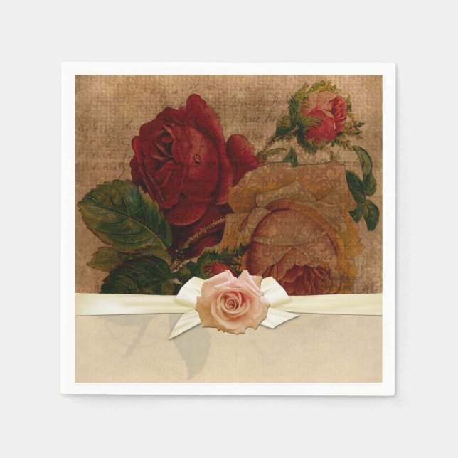Vintage elegante Rose Napkins Serviette (Vorderseite)
