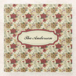 Vintage Elegante Rot & Gold Poinsettia Florenz Glasuntersetzer