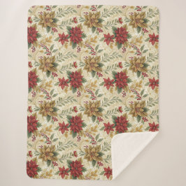 Vintage Elegante Rot & Gold Poinsettia Florenz Sherpadecke