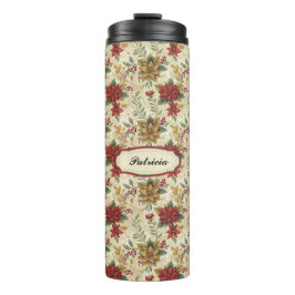 Vintage Elegante Rot & Gold Poinsettia Florenz Thermosbecher