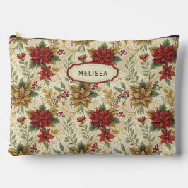 Vintage Elegante Rot & Gold Poinsettia Grosses Blu Zubehörtasche