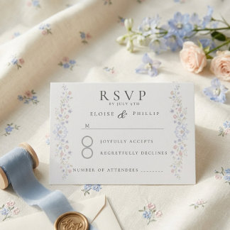 Vintage Elegante Sanfte Florale Regency Hochzeit R RSVP Karte