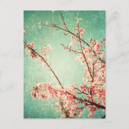 Vintage, elegante und aquamarine Holzblüte Postkarte