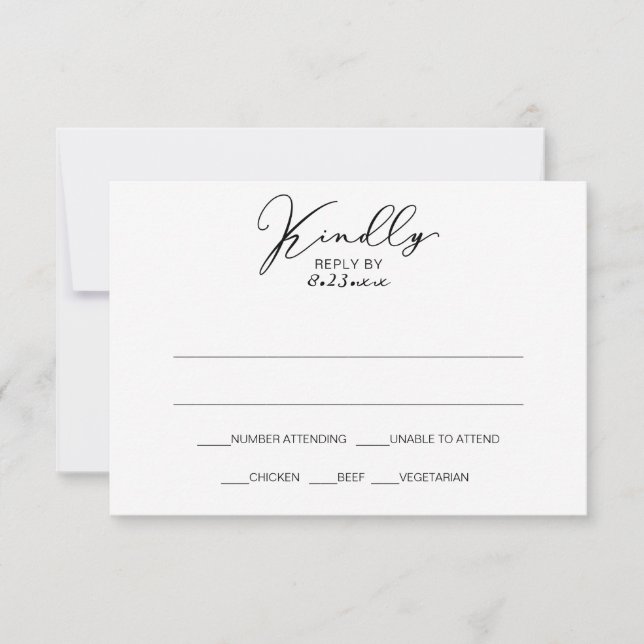 Vintage Elegante Wedding UAWG Response Card | Schw Einladung (Vorderseite)