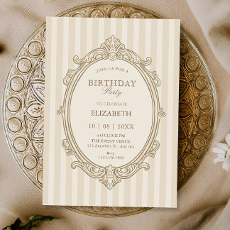 Vintage elegante weiche beige Geburtstag Einladung