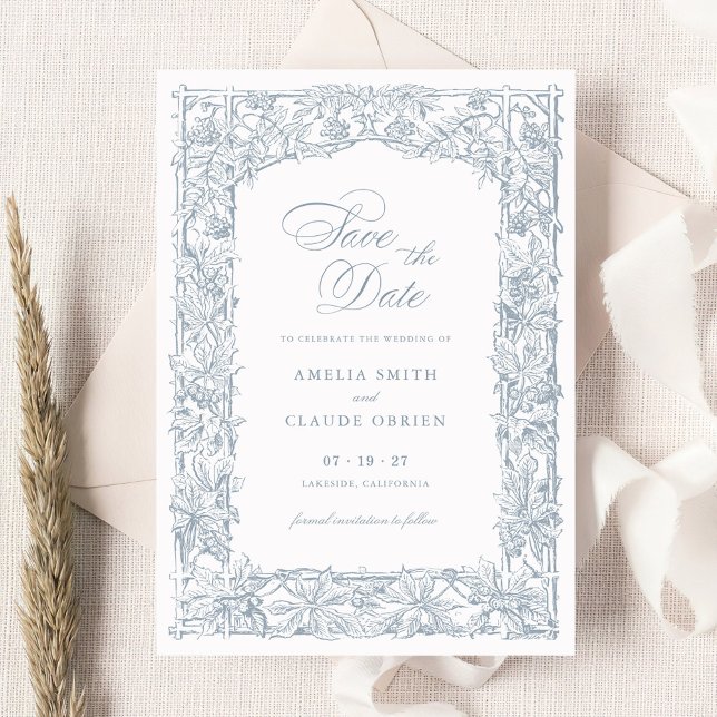 Vintage, elegante Weinberge - Rahmen Save the Date Einladung (Von Creator hochgeladen)