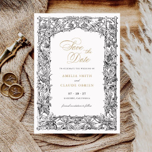 Vintage, elegante Weinberge - Rahmen Save the Date Einladung