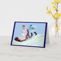Vintage elegante Windhund-Paar mit Schlitten