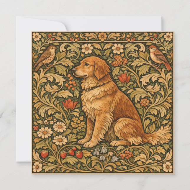 Vintage eleganter Golden Retriever Boho-Malerei (Vorderseite)
