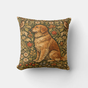 Vintage eleganter Golden Retriever Boho-Malerei Kissen