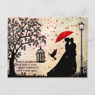 Vintage Elegantes Beige & Schwarzes Poesie Valenti Postkarte