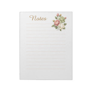 Vintage Elegantes Notizbuch mit Rosen und linierte Notizblock