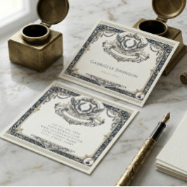 Vintage Elegantes Wappen Monogramm Initialen Luxus Quadratische Visitenkarte